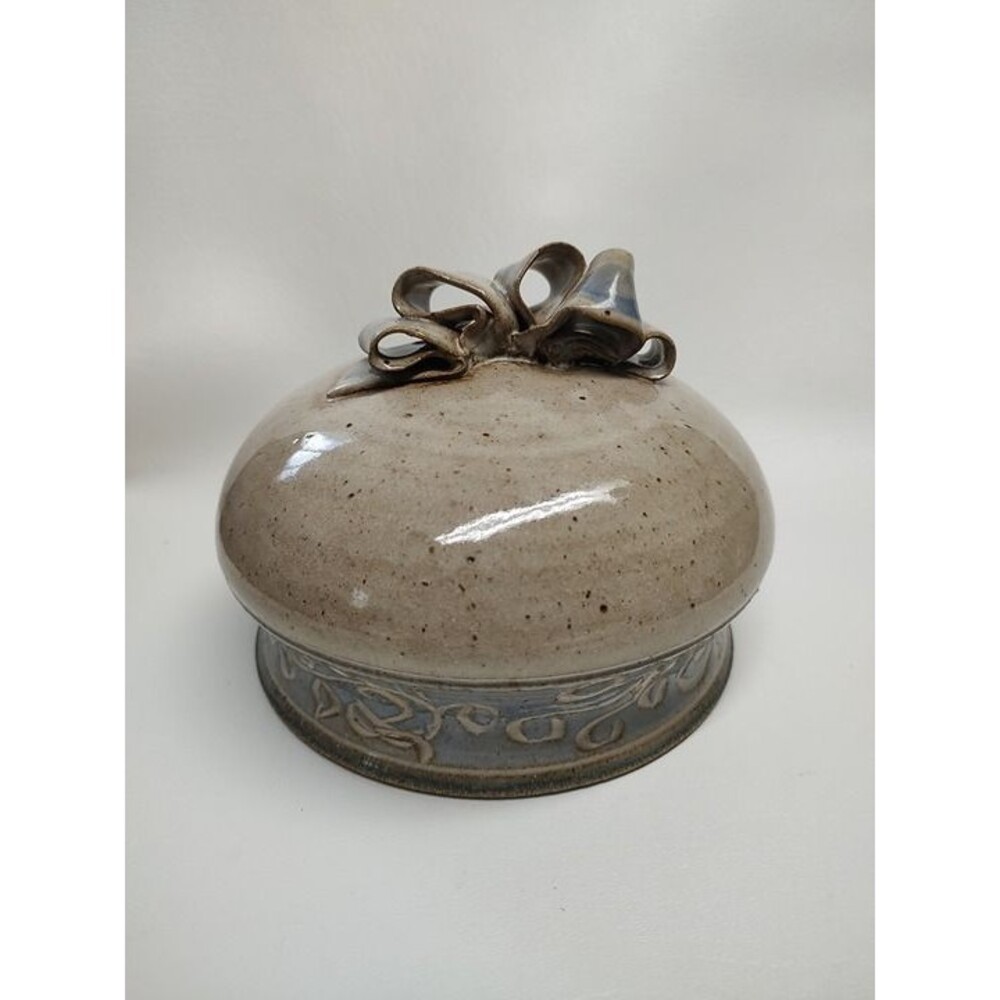 Vintage Jam Cubby ? Cheese dish Cover ? Pottery From Norway 6.5" Wide 5" Tall
